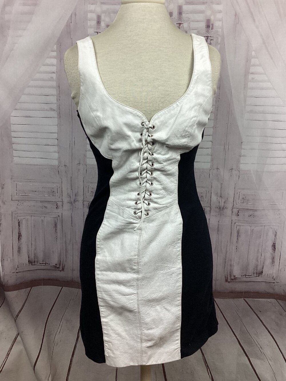 Wilson's Leather White Lace Up Dress Corset Bodycon Midi Dress L